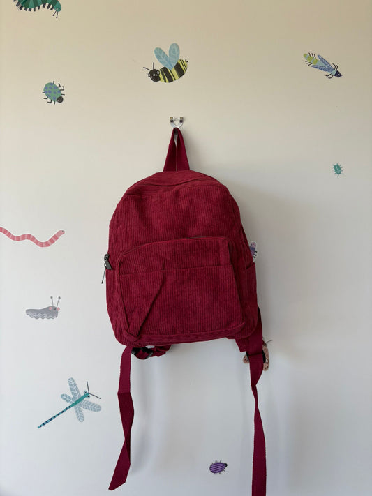Cherry Corduroy Backpack